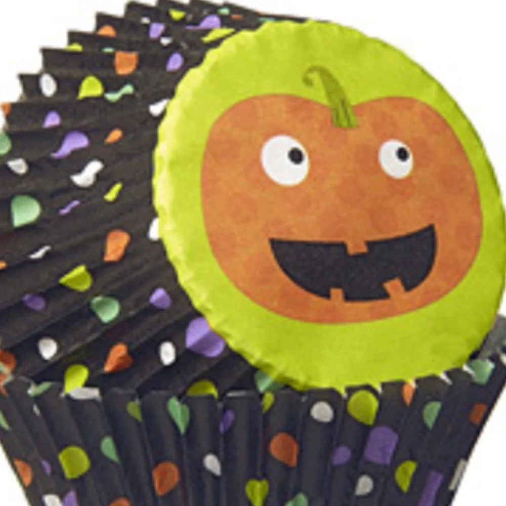 Wilton 225 Halloween Baking Cups Pumpkin Dots